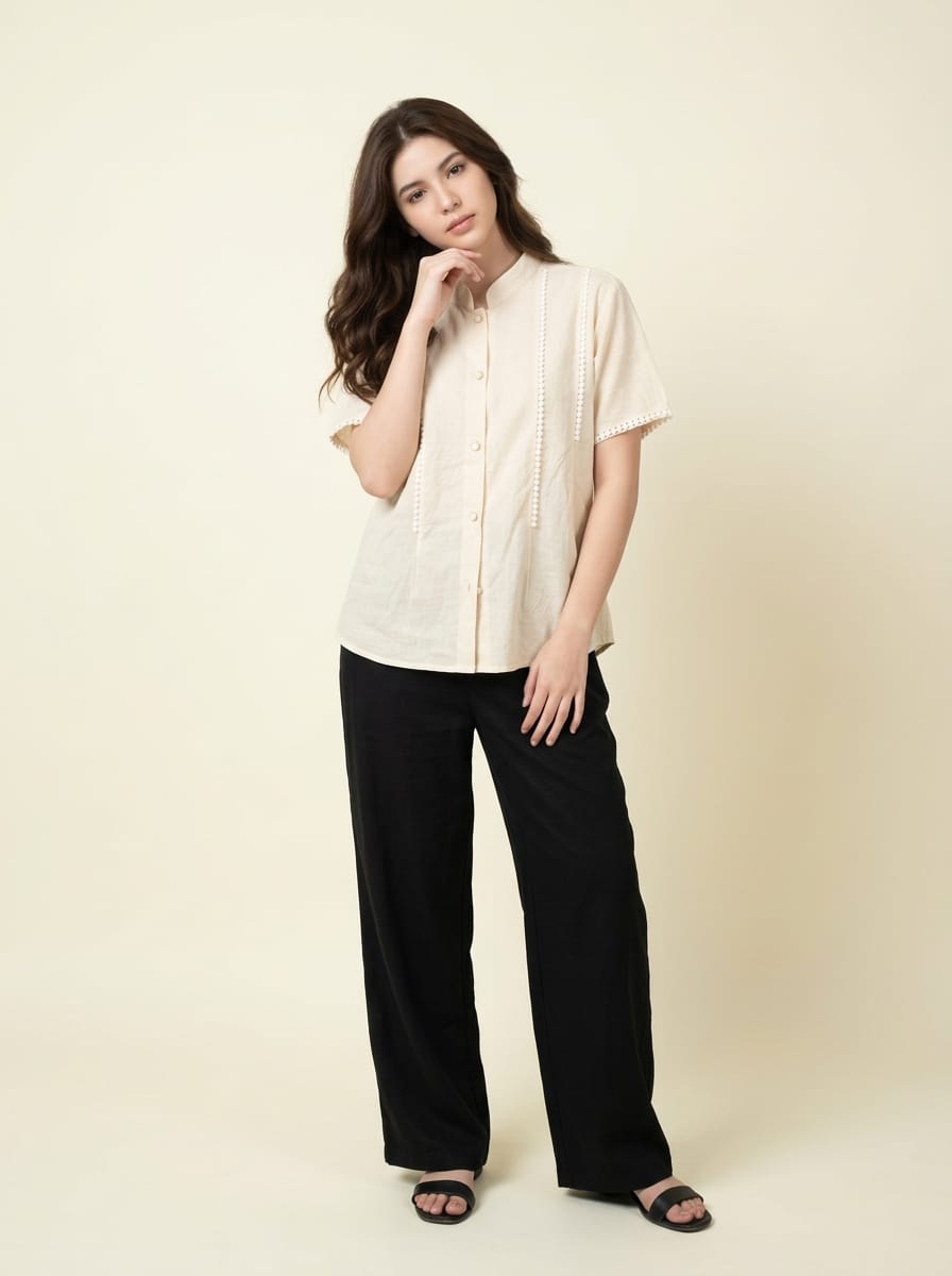 Brown Embroidered Top