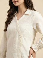 White Textured Wrap Top