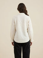 White Textured Wrap Top