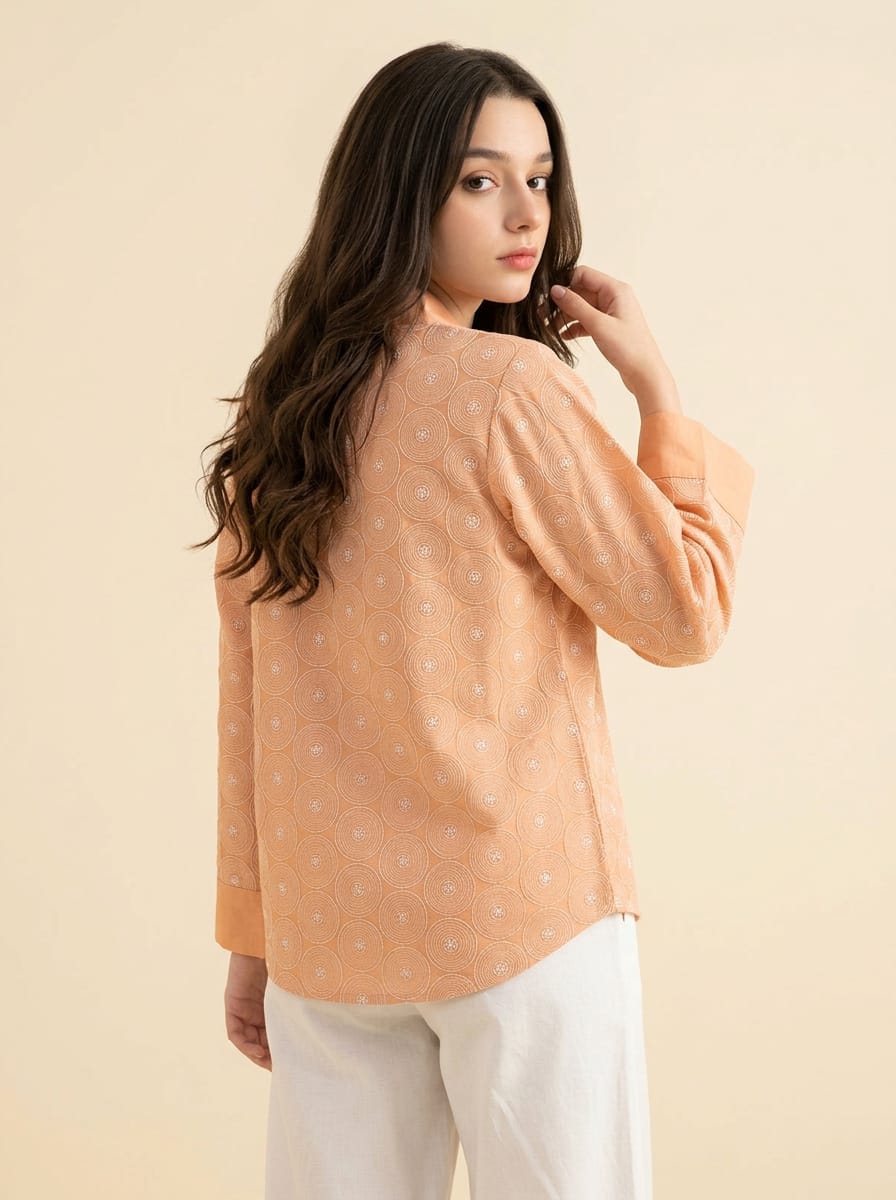 Peach Embroidered Top
