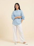 Sky Blue Embroidered Top