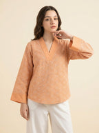 Peach Embroidered Top