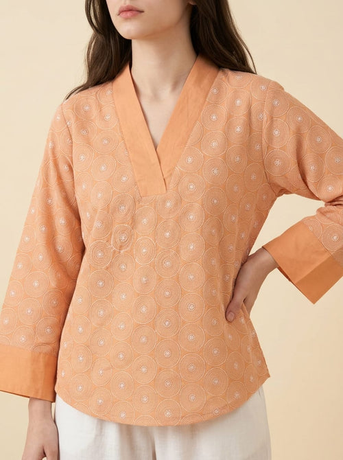 Peach Embroidered Top