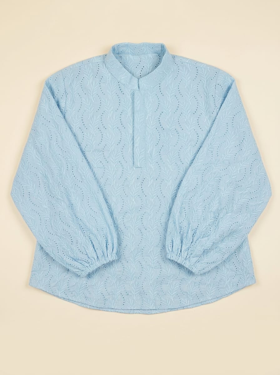 Sky Blue Embroidered Top