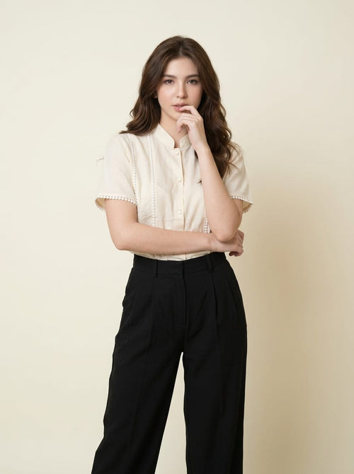 Brown Embroidered Top