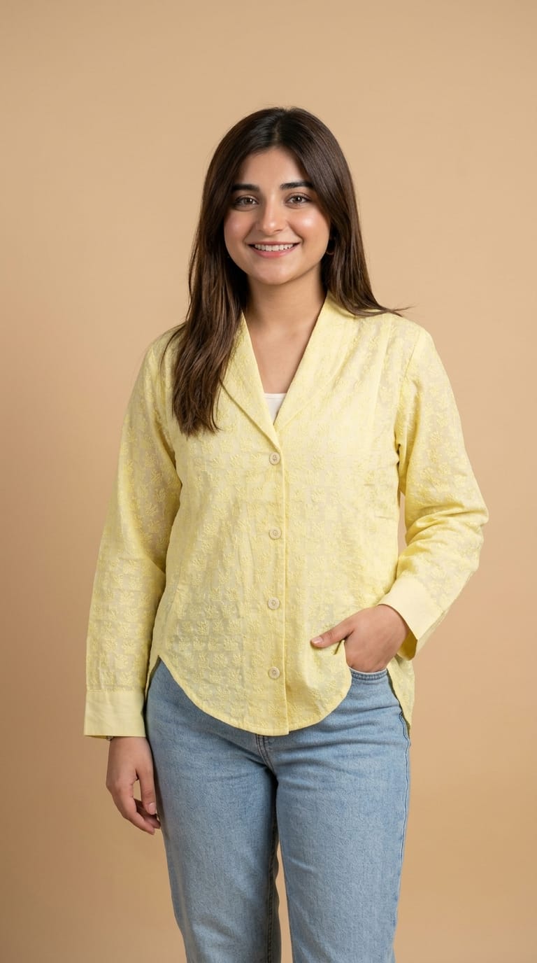 Yellow Embroidered Top