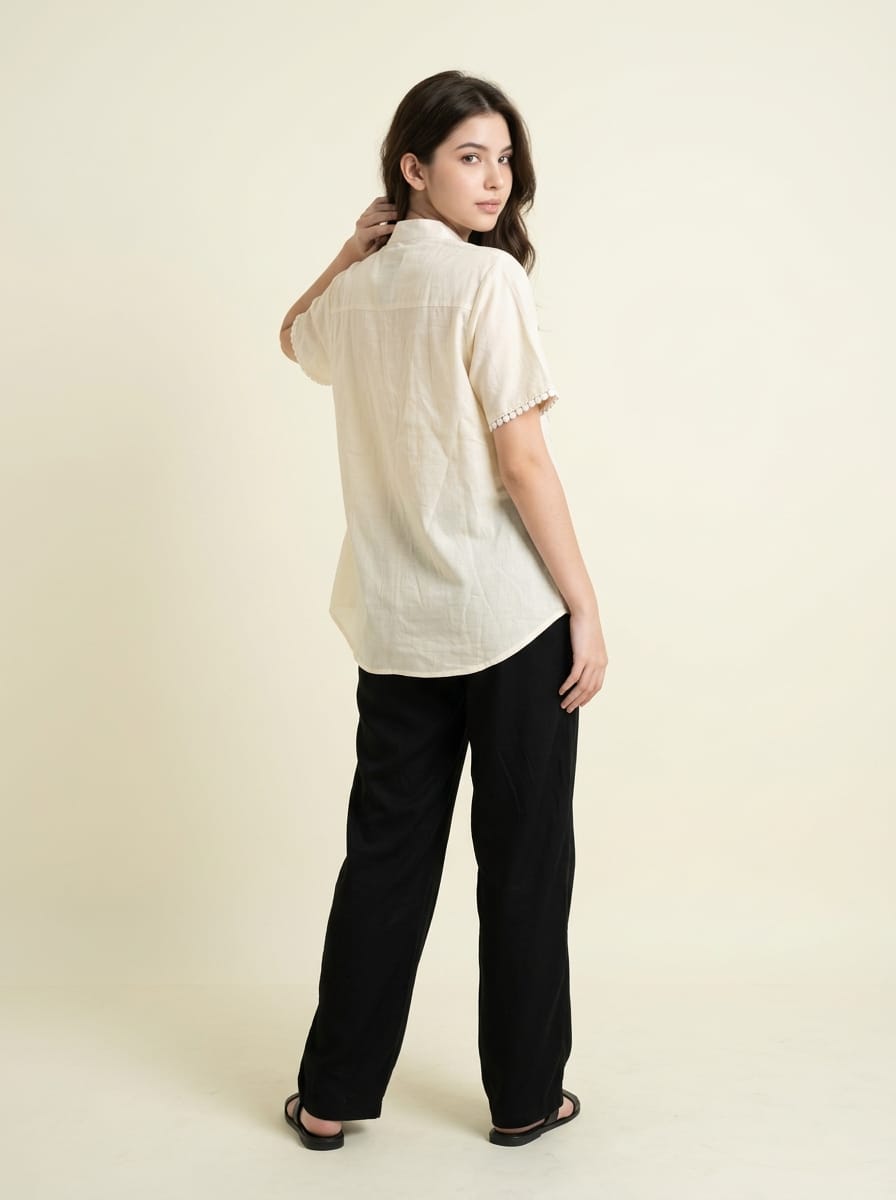 Brown Embroidered Top