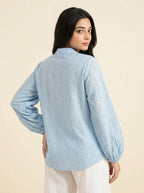Sky Blue Embroidered Top